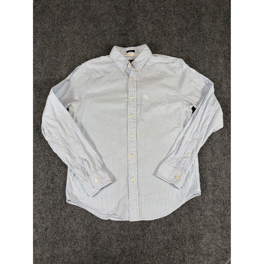 Abercrombie & Fitch Mens Muscle Fit Striped Button Down Shirt Blue White Size M